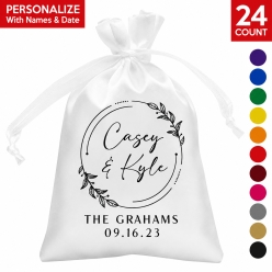 Names Wreath PERSONALIZED Satin Bags - 24 PK